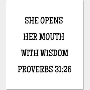 Bible Verse for Mom Proverbs 31:26 With Wisdom Posters and Art